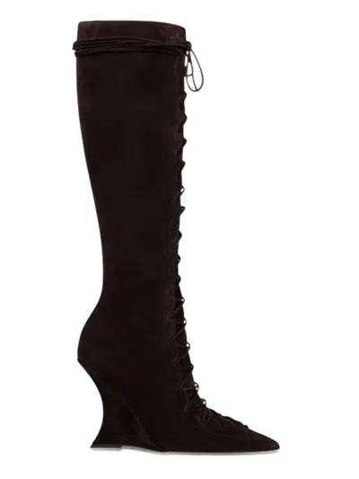 PARIS TEXAS 105 NINA LACE-UP POINTED BOOTS