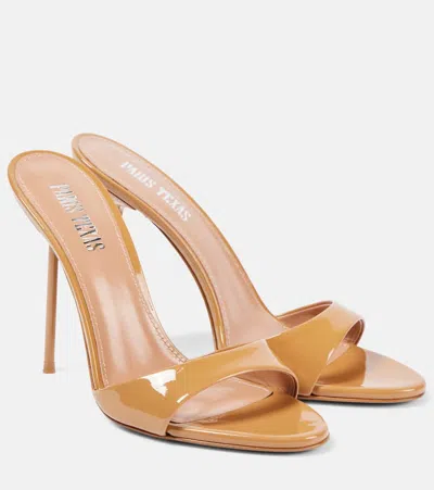 Paris Texas 105 Patent Leather Mules In Beige