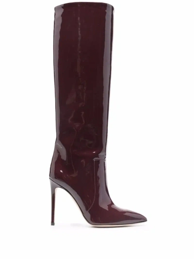 Paris Texas 105 Stiletto Boot In Burgundy Patent Leather In Red