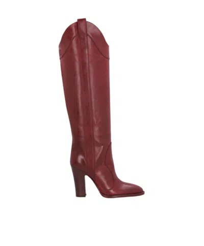 Paris Texas 105mm Block-heel Pointed-toe Boots In Burgundy