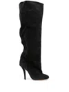 Paris Texas Stiletto Heel Mid-calf Suede Boot In Black