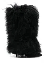 Paris Texas 105mm Furry Stiletto Boots In Black