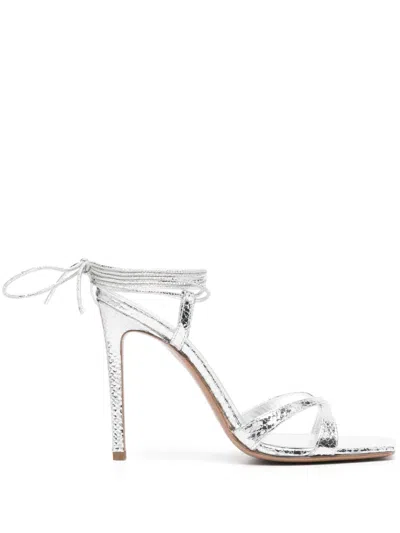 Paris Texas 105mm Leather Sandals In Silver