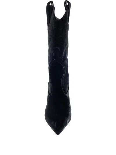 Paris Texas 105mm Lidia Embroidered Heeled Boots In Black