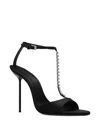 Paris Texas 105mm Lidia T-strap Crystal-chain Heeled Sandals In Black