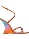 Paris Texas Sandals In Orange Sunset Mirror-effect Leather In Burgundy