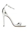 Paris Texas 105mm Stiletto Mirror Leather Sandals In White