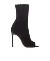 Paris Texas Black Amanda Calf Suede Stretch Ankle Boots In Black