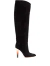 Paris Texas 10mm Pointed Suede Heel Boot In Black