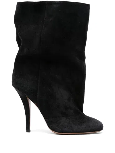 Paris Texas 105mm Esther Suede Ankle Boots In Washed Black