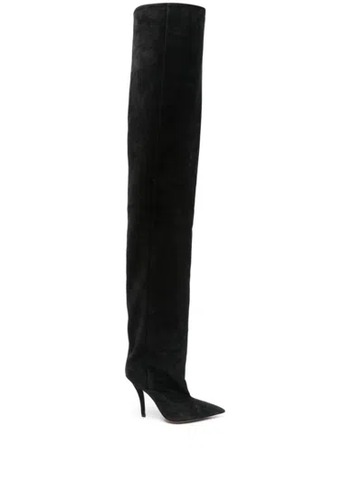 Paris Texas 110mm Suede Boots In Black