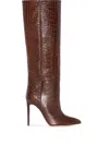Paris Texas 115mm Crocodile-effect Knee Boots In Gray