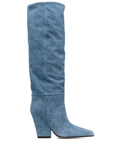Paris Texas 120mm Leather Knee-length Boots In Blue