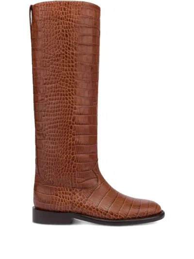 Paris Texas 20mm Montana Croco-embossed Leather Boots In Brown