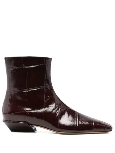 Paris Texas Spitze Stiefeletten Mit Kroko-effekt 30mm In Brown