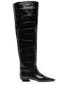 Paris Texas Bettina Croc-effect Leather Boots In Black