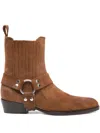 Paris Texas Ankle Boots In Cognac Calf Suede Leather In Multi