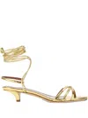 Paris Texas Linda Metallic Python Print Lace-up Sandals In Gold