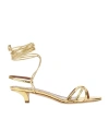 Paris Texas Linda Metallic Python Print Lace-up Sandals In Gold