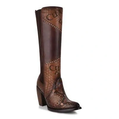 Pre-owned Paris Texas 3f66ph - Cuadra Brown Fashion  Python Leather Boots For Women In Castaño