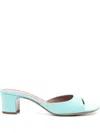 Paris Texas Lara Patent Slide Mule Sandals In Blue