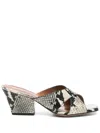 Paris Texas Natural Python-effect Leather Mule In Black