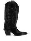 Paris Texas Black Calf Leather Boots In Black