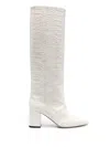 Paris Texas Anja Croc-effect Leather Knee-high Boots In Neutrals