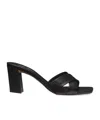 Paris Texas Leather Block Heel Cross Strap Mules In Black