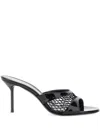 Paris Texas Black Mule With Mesh Design And Stiletto Heel In Leather Woman In Black