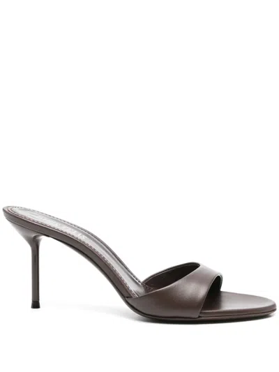 Paris Texas Lidia Mule 70 Leather Heel Sandals In Burgundy