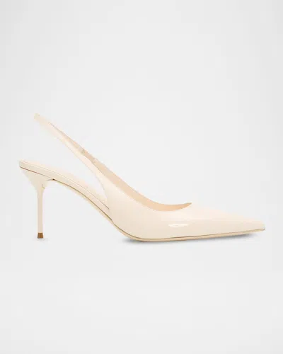 Paris Texas 70mm Lidia Patent Leather Slingback Pumps In White