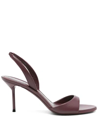 Paris Texas Slingback Sandals In Rouge Noir Leather In Burgundy