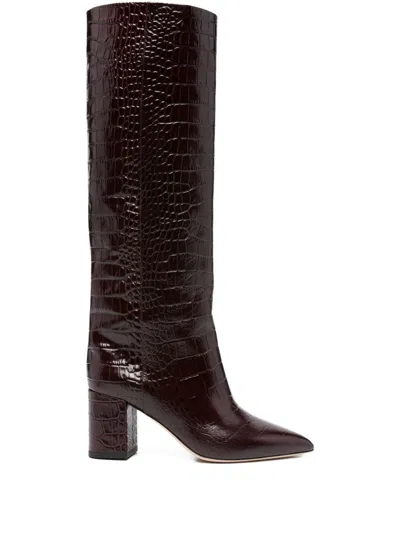 Paris Texas 77mm High-heeled Leather Boots In Brown