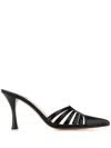 Paris Texas Black Leather Nadia Mules In Black