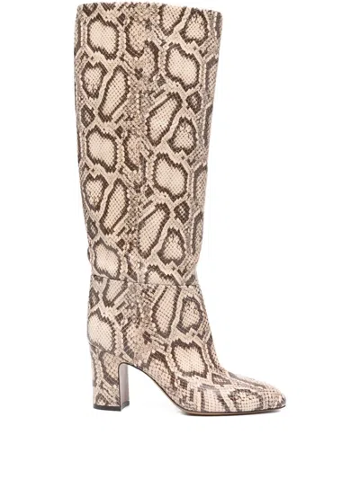 Paris Texas 80mm Python Print Calf Leather Boots In Neutral