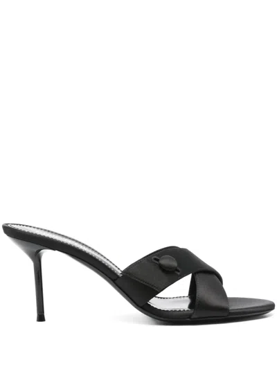Paris Texas 80mm Satin Mules In Black