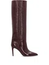 Paris Texas Crocodile-effect Leather Stiletto Boots With Pointed Design In Brown