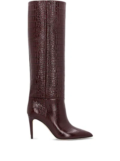 Paris Texas 85mm Crocodile-embossed Boots In Brown