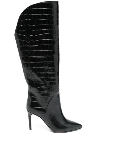 Paris Texas Croc-embossed Knee-high Boots 105 In Black