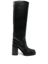 Paris Texas 100mm Anja Croco Print Leather Tall Boot In Black