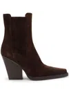 Paris Texas Heeled Boots With Elastic Panels And Suede Finish In Brown