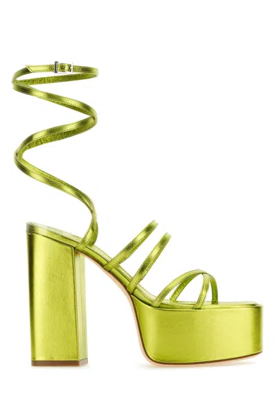 Paris Texas Acid Green Leather Evita Sandals In Multi