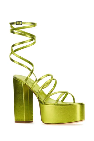 PARIS TEXAS ACID GREEN LEATHER EVITA SANDALS