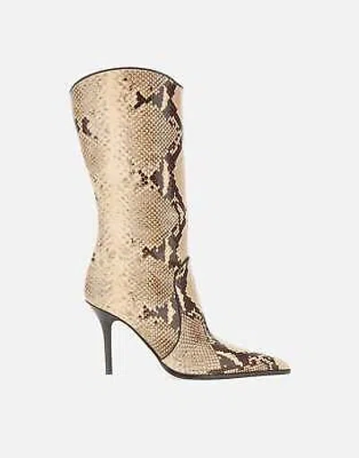 Pre-owned Paris Texas Ahsley Midcalf Python Leather Boots 100% Original In Yellow