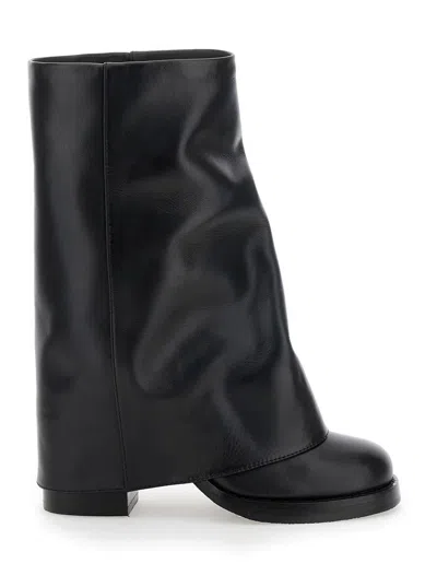 Paris Texas 'alexandra' Black Boots With Multilayered-design In Leather Woman