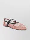 Paris Texas Almond Buckle Mesh Ballet Flat In Red