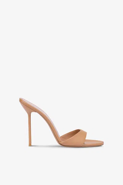 Paris Texas Almond-toe Mules In Patent Caramel Leather In Neutral