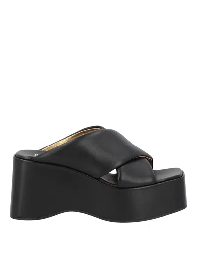 Paris Texas 80mm Vicky Leather Wedges In Black