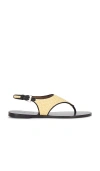Paris Texas Amalfi Raffia Thong Slingback Sandals In Naturale & Black